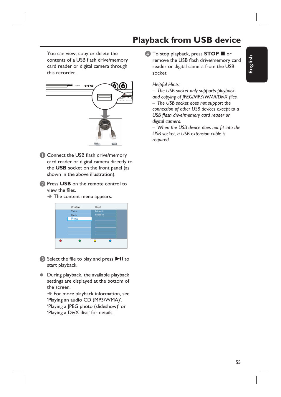 Playback from usb device | PYLE Audio DVDR5520H User Manual | Page 55 / 112