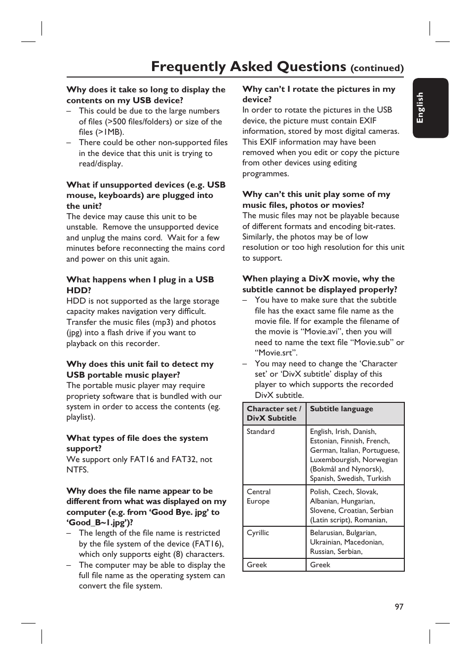 Frequently asked questions | PYLE Audio DVDR5520H User Manual | Page 97 / 112