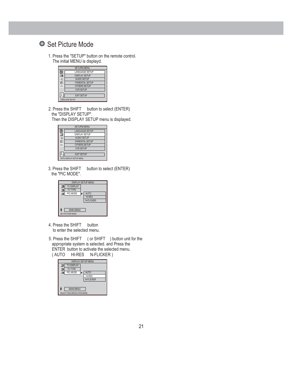 Set picture mode | PYLE Audio PLDVCR500 User Manual | Page 22 / 45