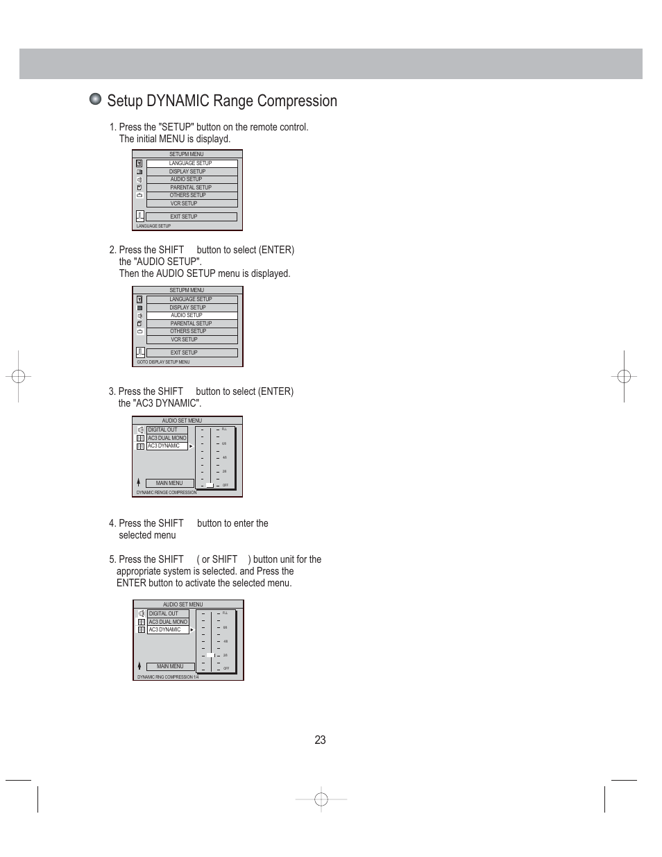 Setup dynamic range compression | PYLE Audio PLDVCR500 User Manual | Page 24 / 45