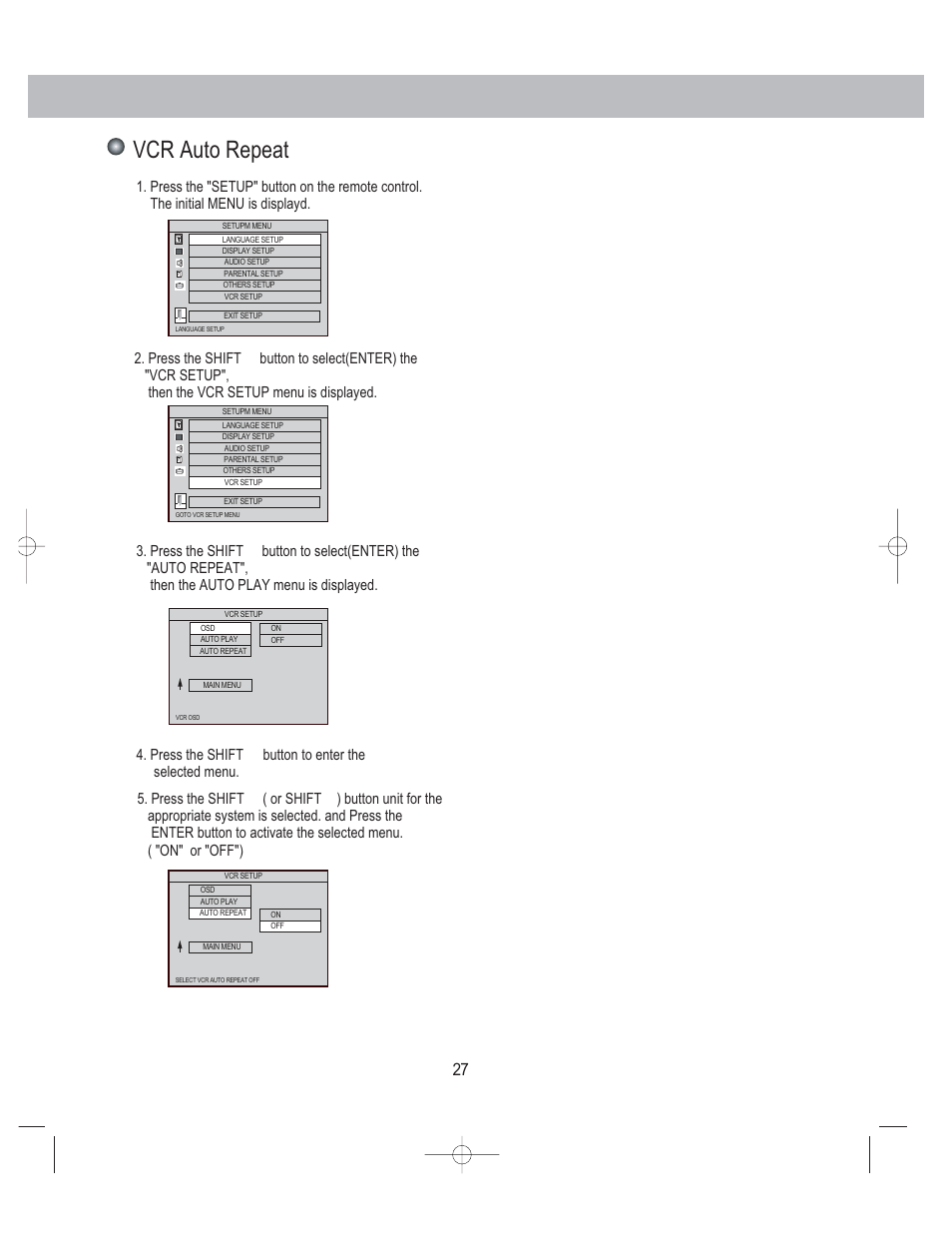 Vcr auto repeat | PYLE Audio PLDVCR500 User Manual | Page 28 / 45