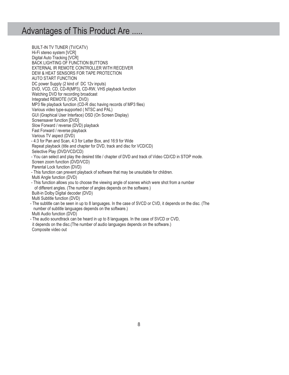 Advantages of this product are | PYLE Audio PLDVCR500 User Manual | Page 9 / 45