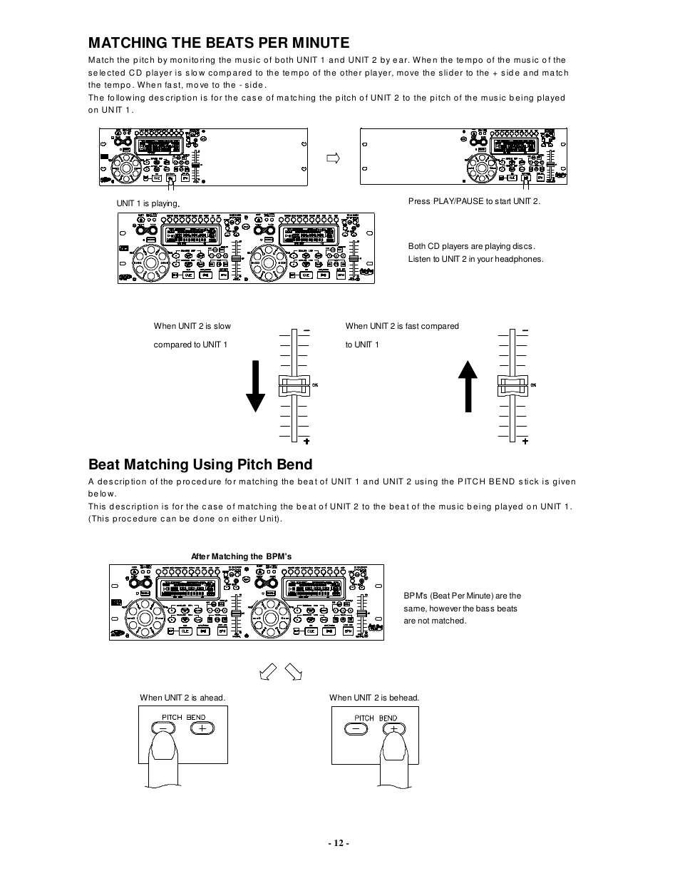 Matching the beats per minute, Beat matching using pitch bend, Ym e o r | PYLE Audio PDCD6000MP User Manual | Page 13 / 18