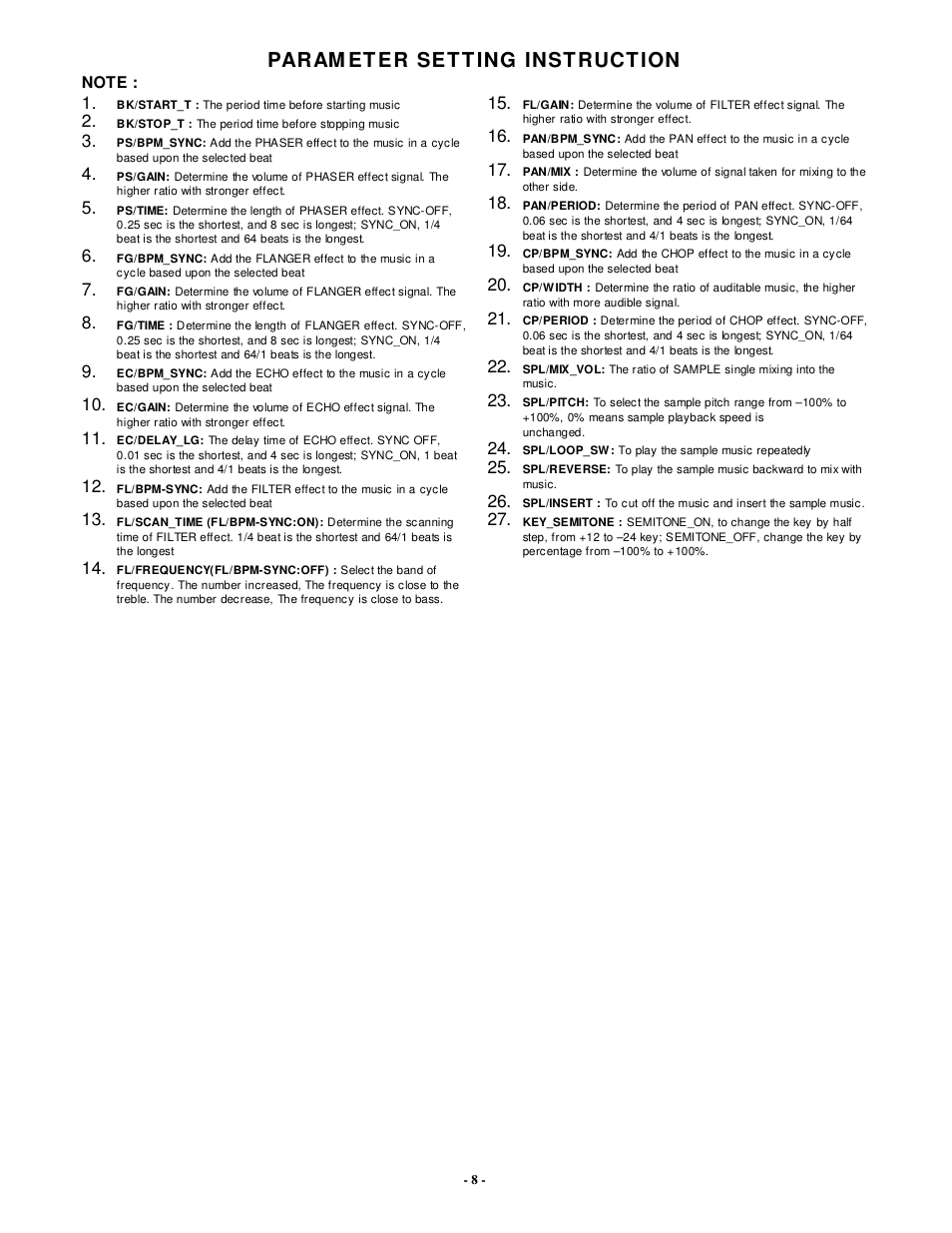 Param eter setting instruction | PYLE Audio PDCD6000MP User Manual | Page 9 / 18