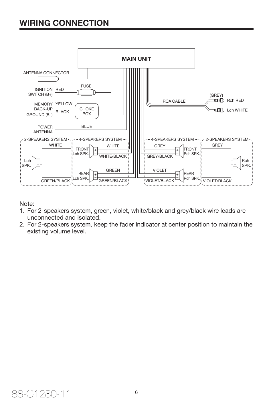 Wiring connection, Main unit | PYLE Audio PLCD29 User Manual | Page 6 / 12