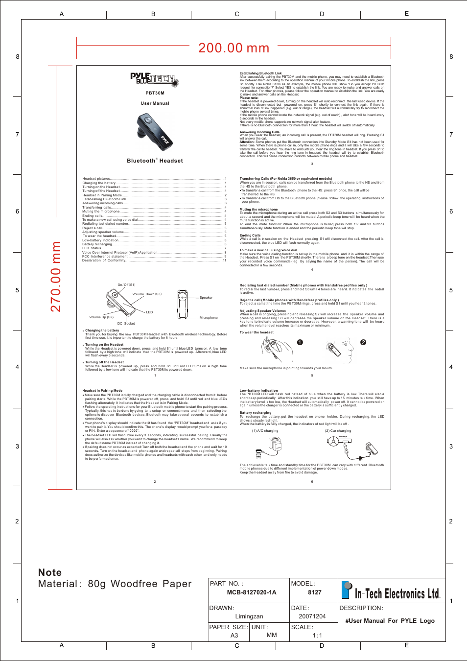 PYLE Audio PBT30M User Manual | 2 pages