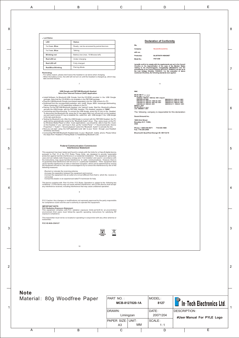 In-tech electronics ltd | PYLE Audio PBT30M User Manual | Page 2 / 2