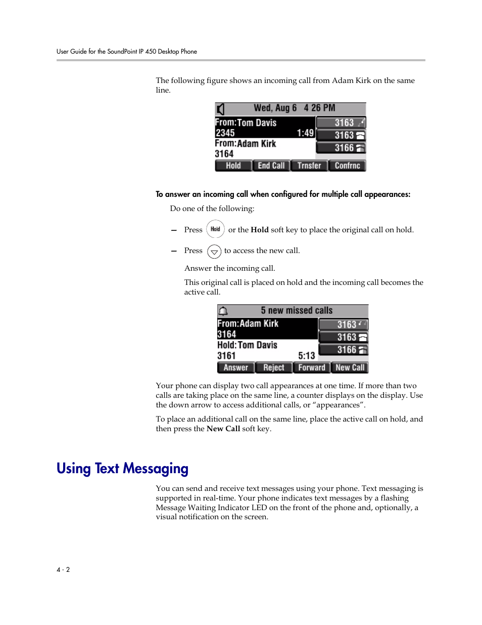 Using text messaging, Using text messaging –2 | PYLE Audio SOUNDPOINT IP 450 User Manual | Page 64 / 92