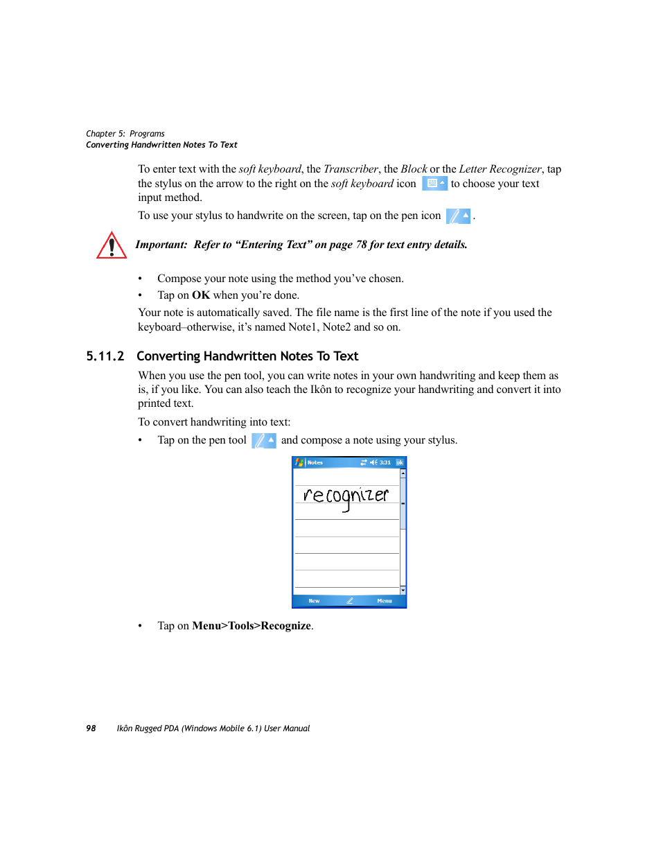 2 converting handwritten notes to text | PYLE Audio IKON RUGGED 7505-BT User Manual | Page 112 / 406