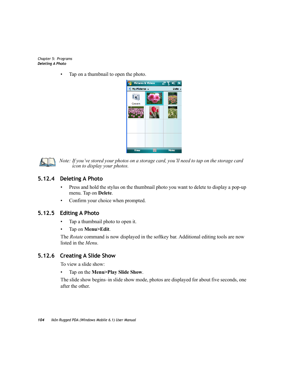 4 deleting a photo, 5 editing a photo, 6 creating a slide show | PYLE Audio IKON RUGGED 7505-BT User Manual | Page 118 / 406