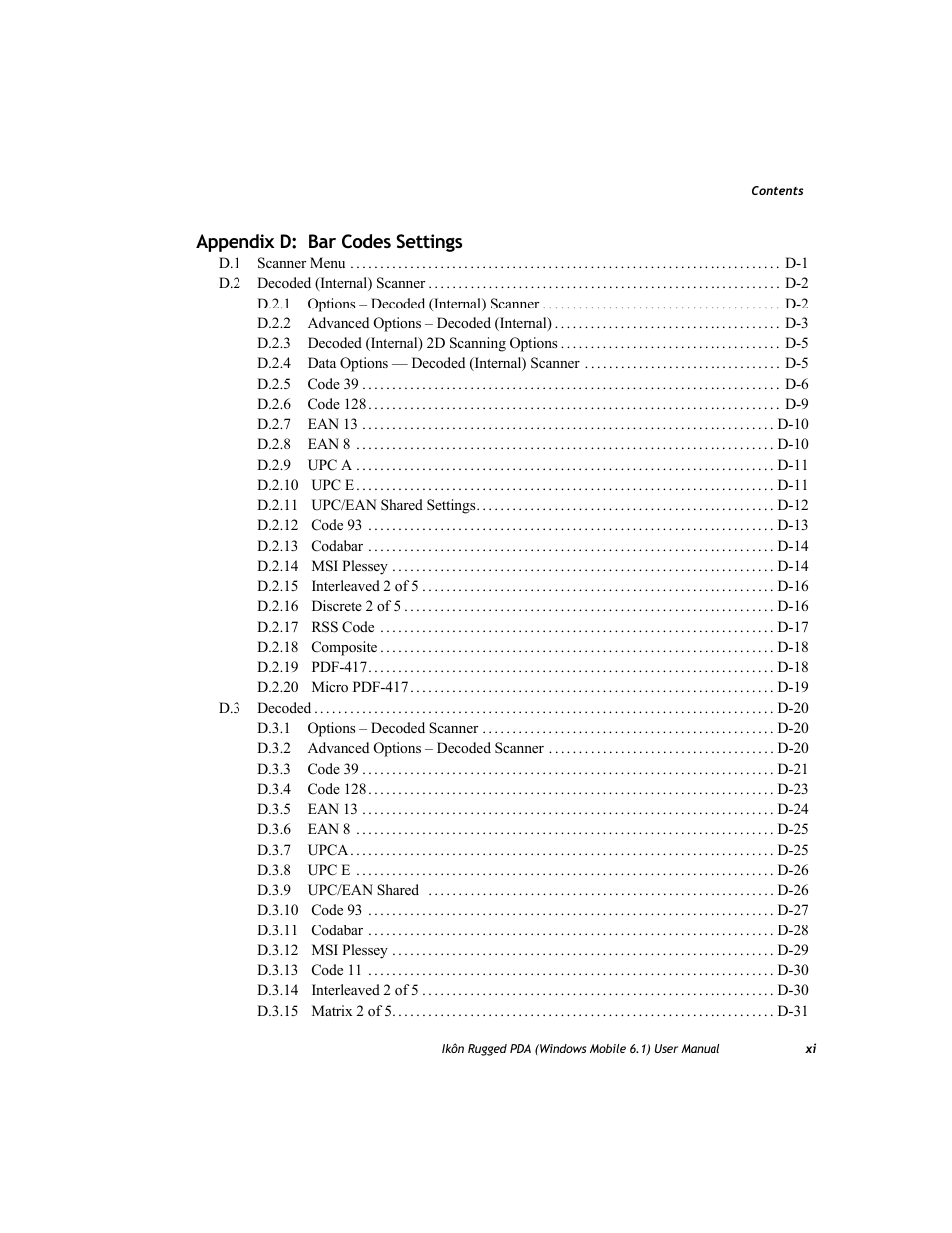 Appendix d: bar codes settings | PYLE Audio IKON RUGGED 7505-BT User Manual | Page 13 / 406