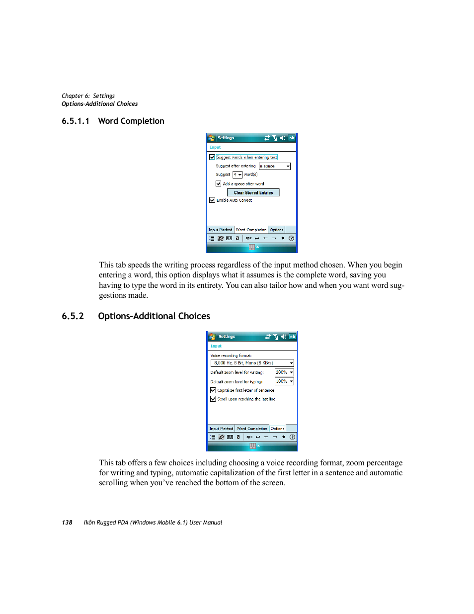 1 word completion, 2 options–additional choices, Options–additional choices | PYLE Audio IKON RUGGED 7505-BT User Manual | Page 152 / 406