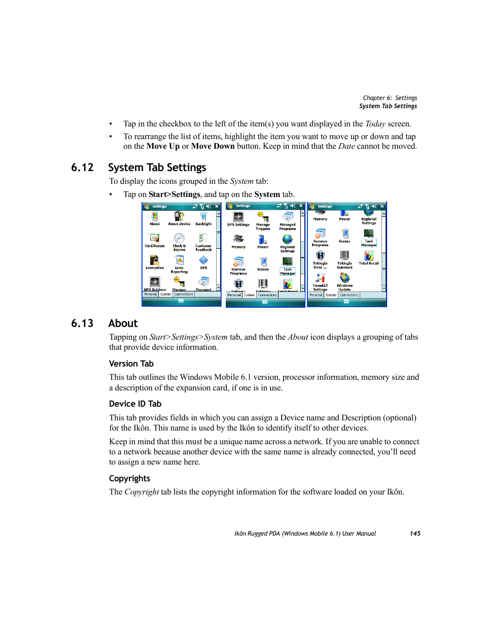 12 system tab settings, 13 about, 12 system tab settings 6.13 about | PYLE Audio IKON RUGGED 7505-BT User Manual | Page 159 / 406