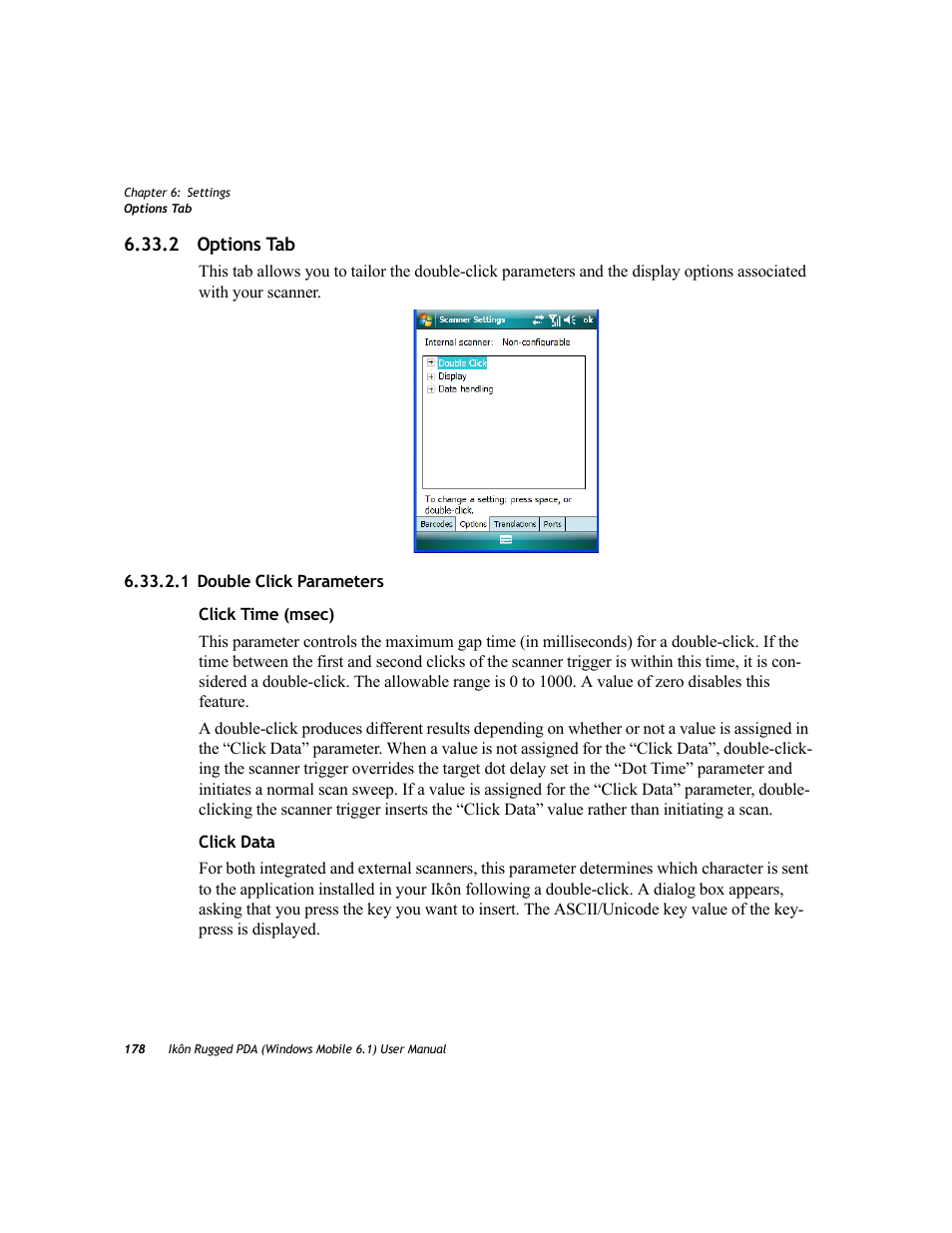 2 options tab, 1 double click parameters | PYLE Audio IKON RUGGED 7505-BT User Manual | Page 192 / 406
