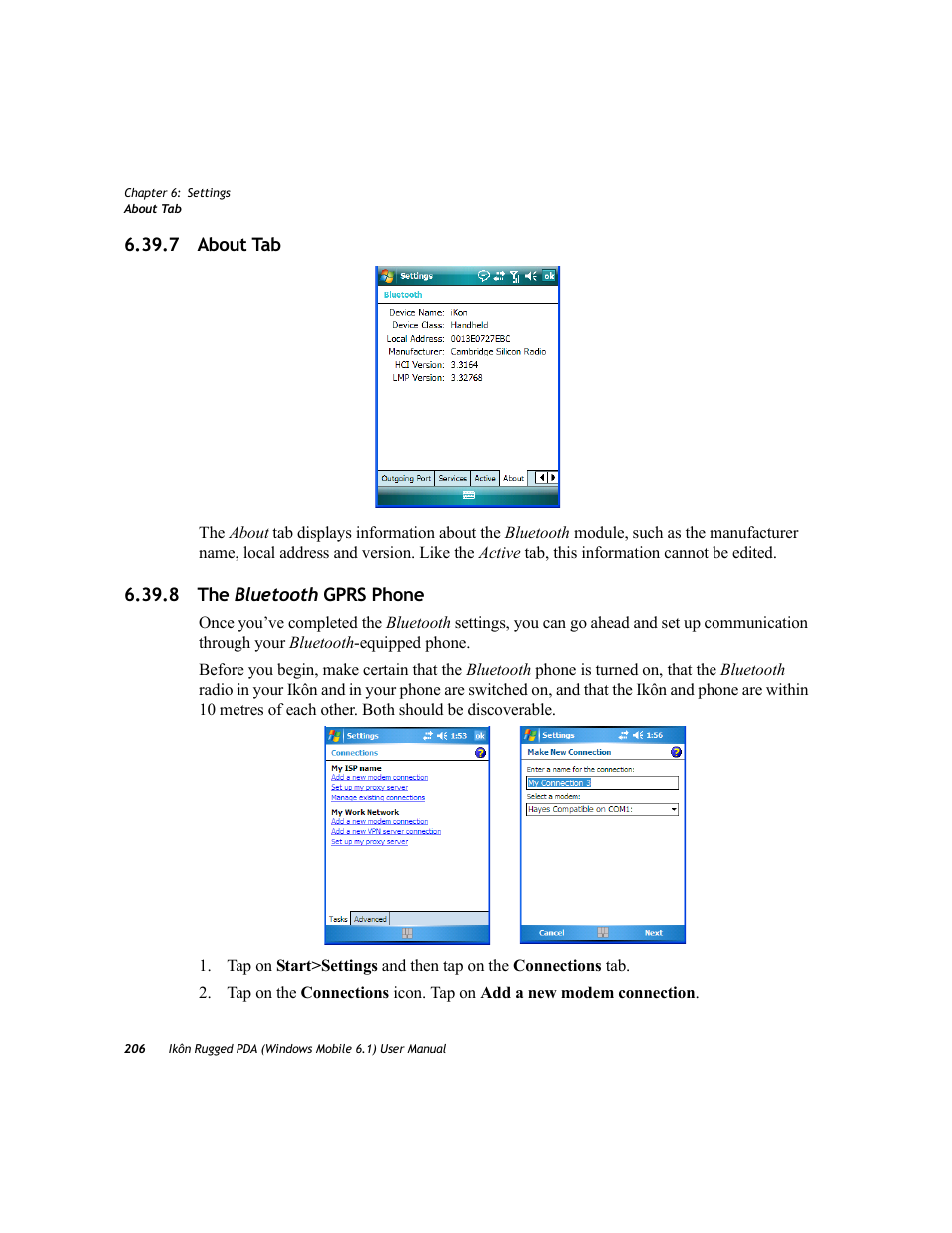 7 about tab, 8 the bluetooth gprs phone, 7 about tab 6.39.8 the bluetooth gprs phone | PYLE Audio IKON RUGGED 7505-BT User Manual | Page 220 / 406