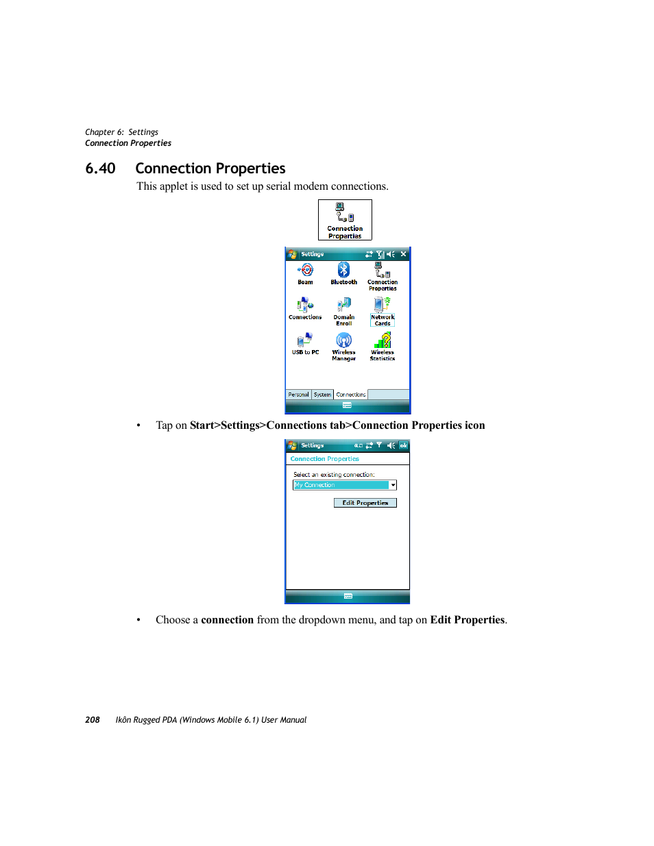 40 connection properties | PYLE Audio IKON RUGGED 7505-BT User Manual | Page 222 / 406