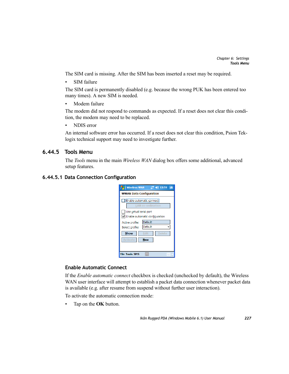 5 tools menu, 1 data connection configuration | PYLE Audio IKON RUGGED 7505-BT User Manual | Page 241 / 406