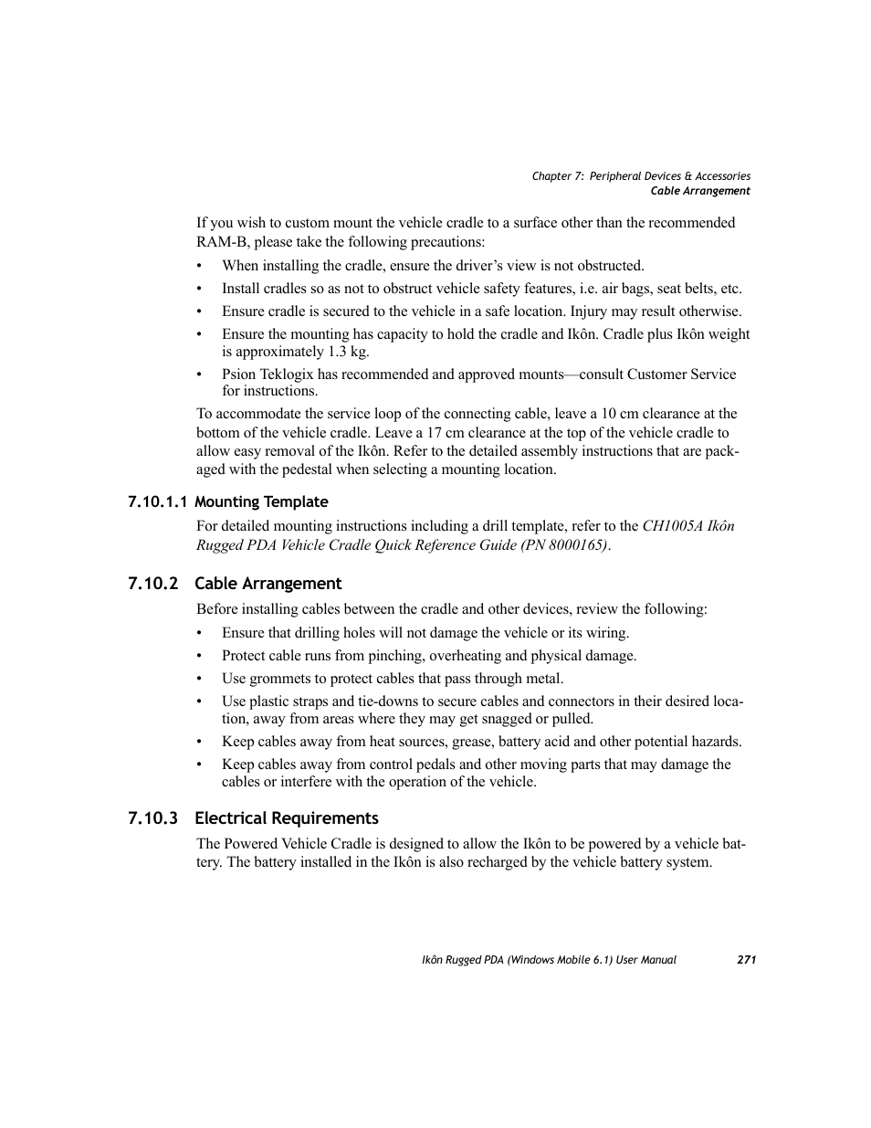 1 mounting template, 2 cable arrangement, 3 electrical requirements | 2 cable arrangement 7.10.3 electrical requirements | PYLE Audio IKON RUGGED 7505-BT User Manual | Page 285 / 406