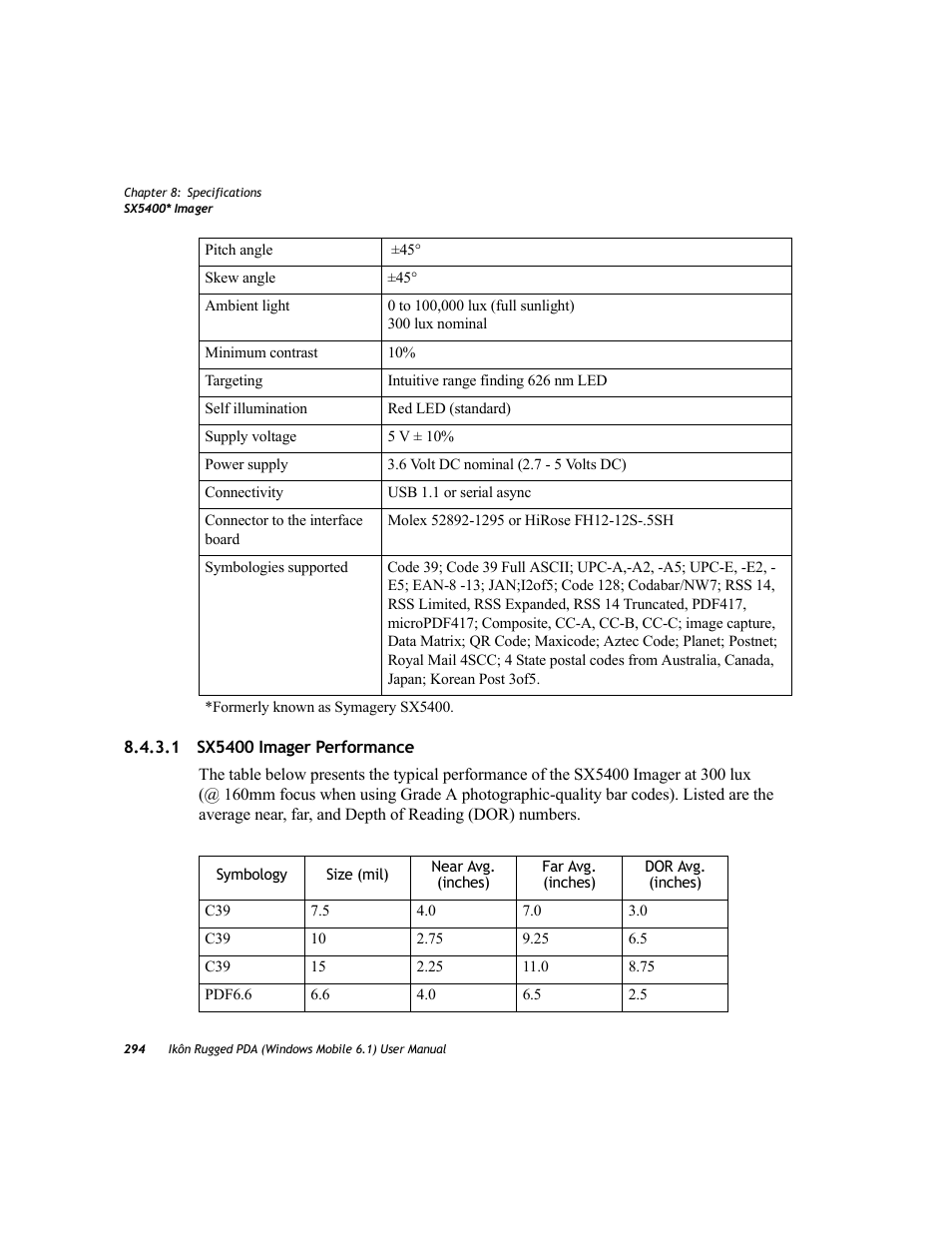 1 sx5400 imager performance | PYLE Audio IKON RUGGED 7505-BT User Manual | Page 308 / 406
