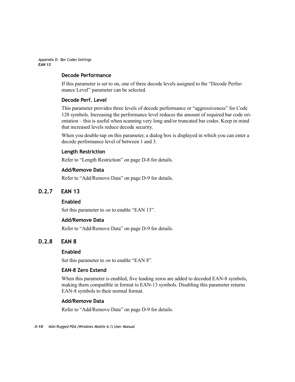 D.2.7 ean 13, D.2.8 ean 8 | PYLE Audio IKON RUGGED 7505-BT User Manual | Page 358 / 406