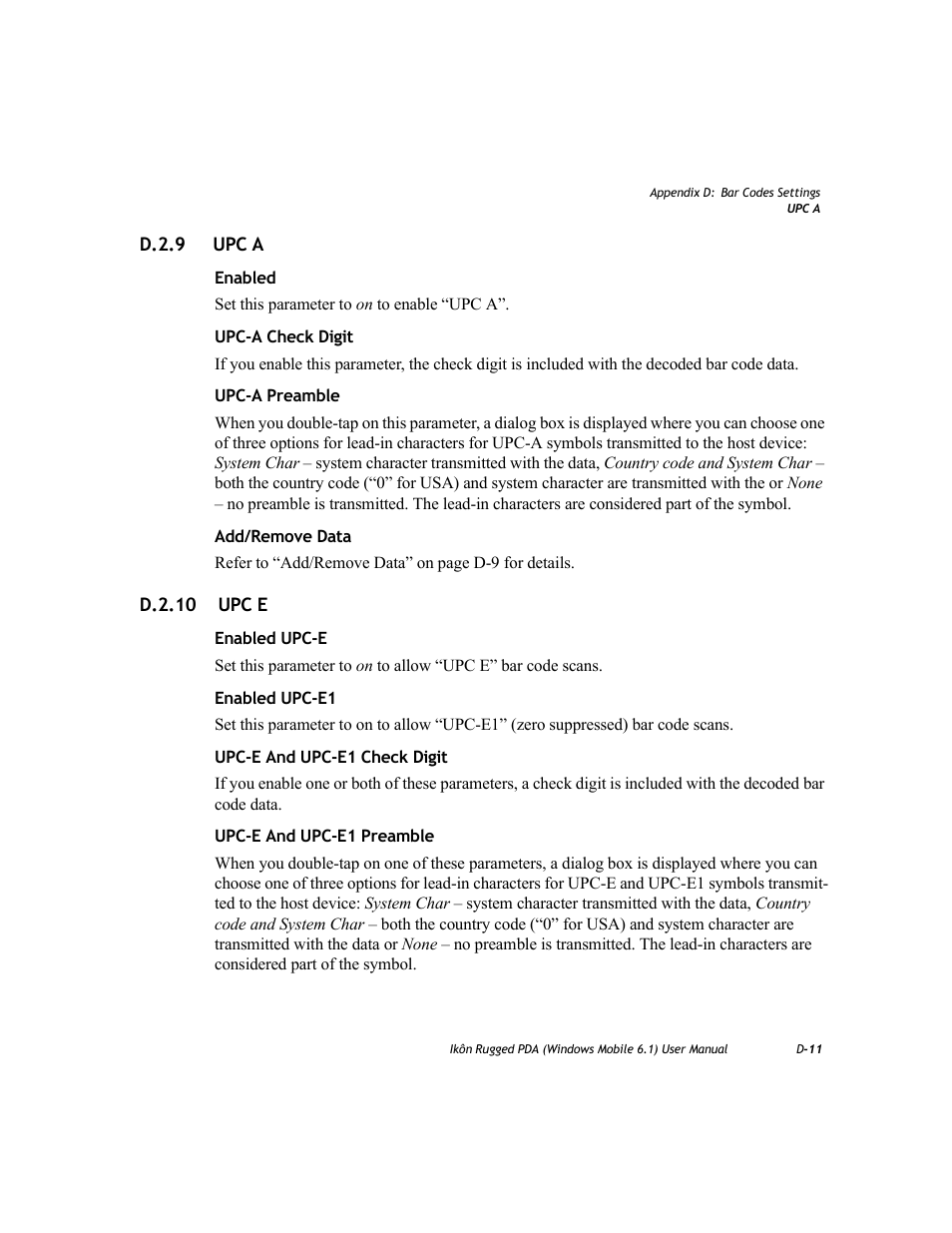 D.2.9 upc a, D.2.10 upc e | PYLE Audio IKON RUGGED 7505-BT User Manual | Page 359 / 406