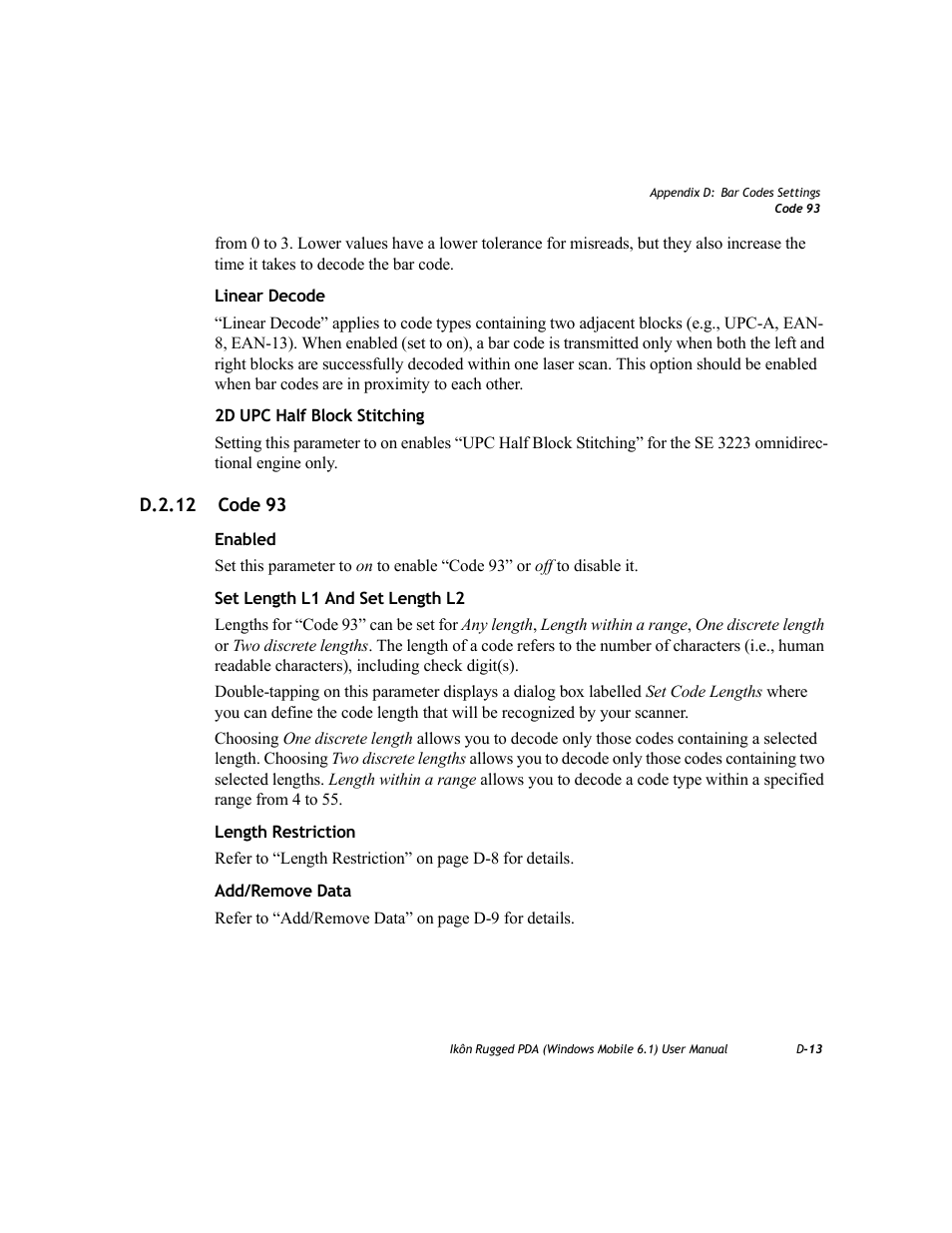 D.2.12 code 93 | PYLE Audio IKON RUGGED 7505-BT User Manual | Page 361 / 406