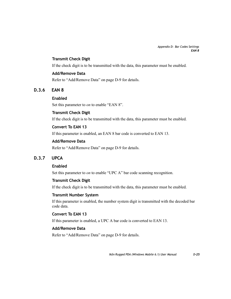 D.3.6 ean 8, D.3.7 upca | PYLE Audio IKON RUGGED 7505-BT User Manual | Page 373 / 406