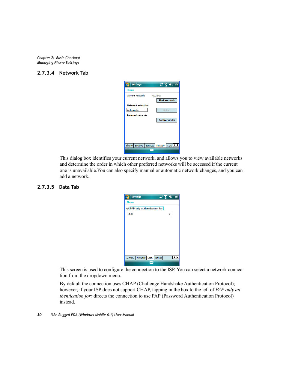 4 network tab, 5 data tab | PYLE Audio IKON RUGGED 7505-BT User Manual | Page 44 / 406