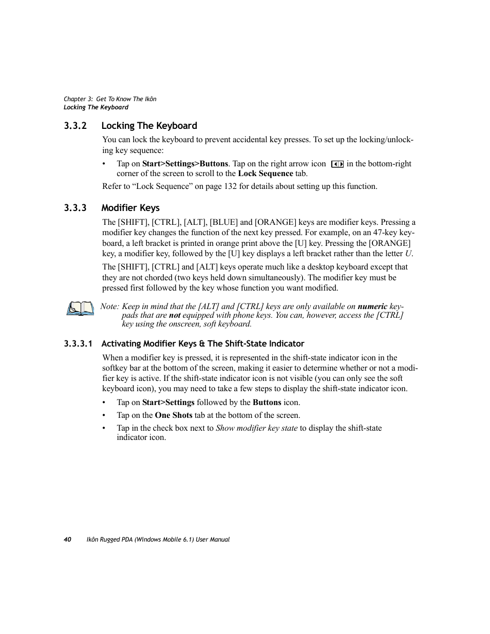 2 locking the keyboard, 3 modifier keys, Locking the keyboard | Modifier keys, 2 locking the keyboard 3.3.3 modifier keys | PYLE Audio IKON RUGGED 7505-BT User Manual | Page 54 / 406