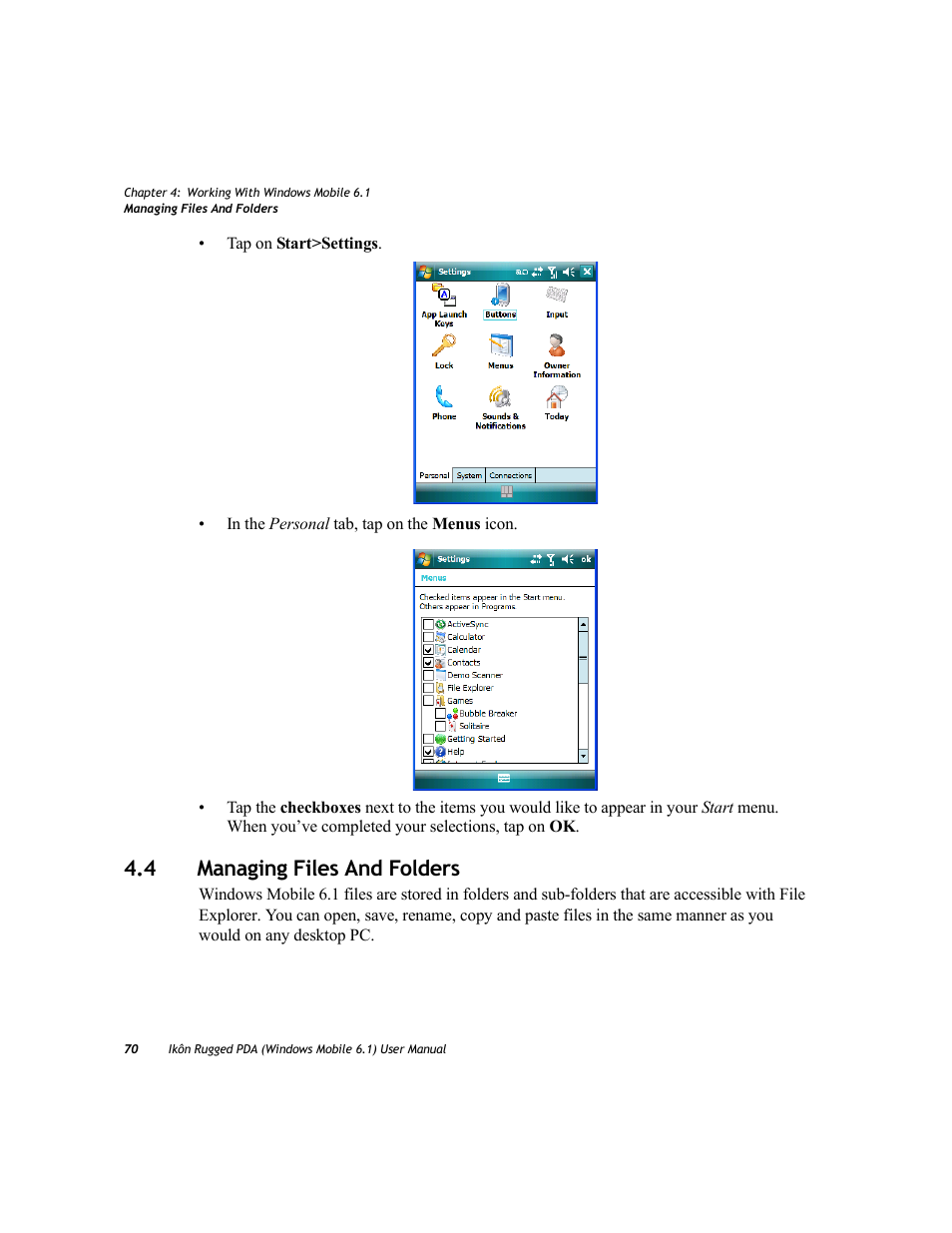 4 managing files and folders, Managing files and folders | PYLE Audio IKON RUGGED 7505-BT User Manual | Page 84 / 406