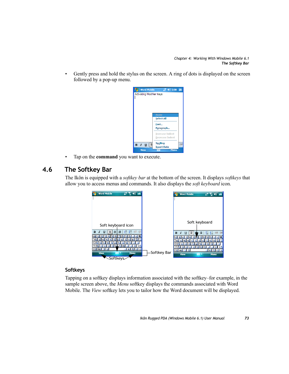 6 the softkey bar, The softkey bar | PYLE Audio IKON RUGGED 7505-BT User Manual | Page 87 / 406