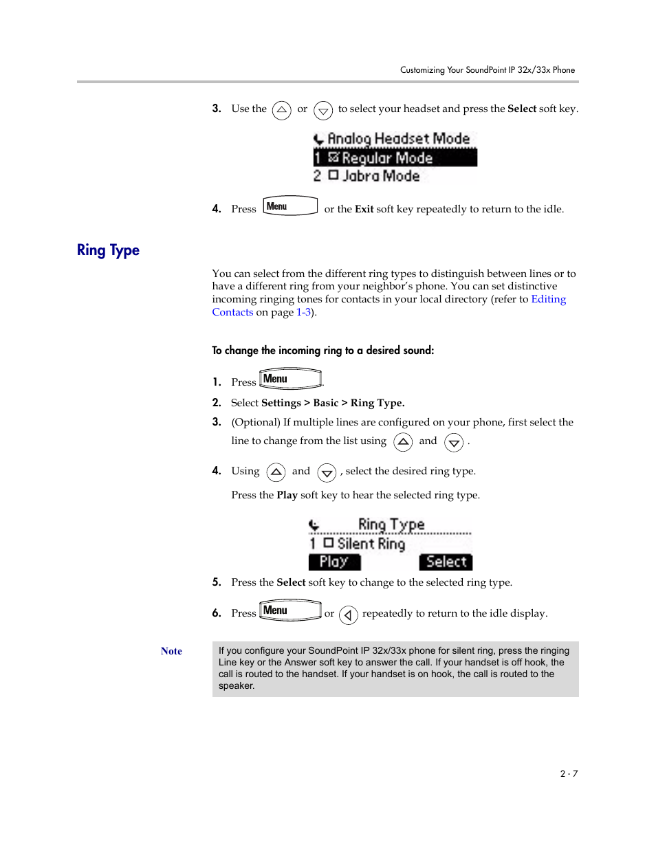 Ring type, Ring type –7 | PYLE Audio SOUNDPOINT IP 33X User Manual | Page 29 / 96
