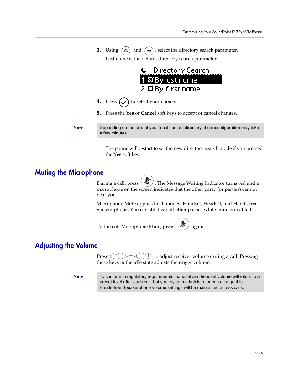 Muting the microphone, Adjusting the volume, Muting the microphone –9 adjusting the volume –9 | PYLE Audio SOUNDPOINT IP 33X User Manual | Page 31 / 96