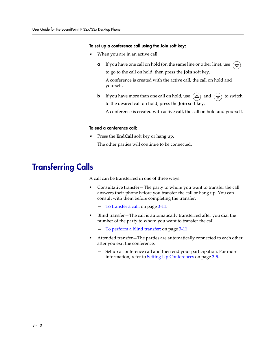 Transferring calls, Transferring calls –10 | PYLE Audio SOUNDPOINT IP 33X User Manual | Page 56 / 96