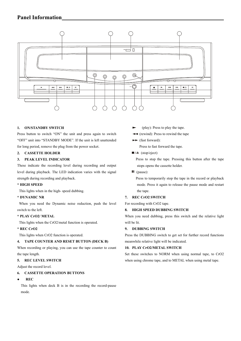 Panel information | PYLE Audio Mechanical Deck PT-669D User Manual | Page 3 / 7