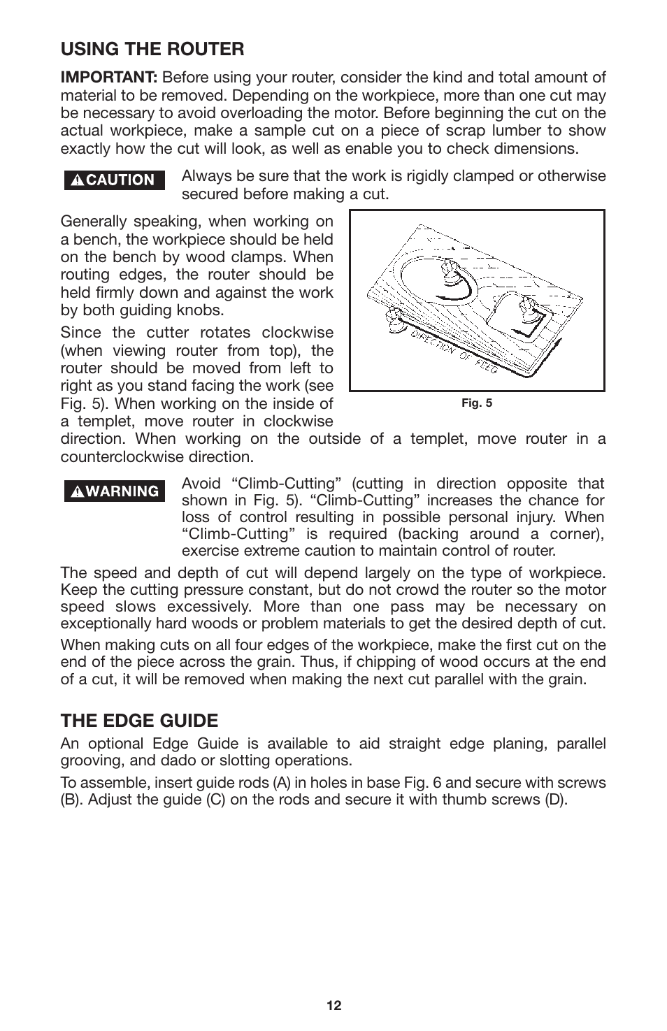 Using the router, The edge guide | PYLE Audio 100 User Manual | Page 12 / 17