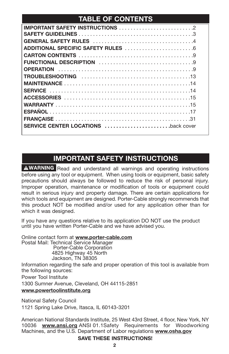 Table of contents important safety instructions | PYLE Audio 100 User Manual | Page 2 / 17