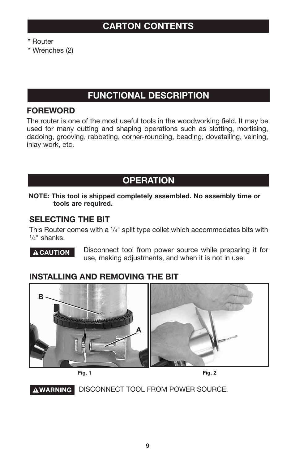 Functional description, Carton contents, Operation | Foreword, Selecting the bit, Installing and removing the bit | PYLE Audio 100 User Manual | Page 9 / 17