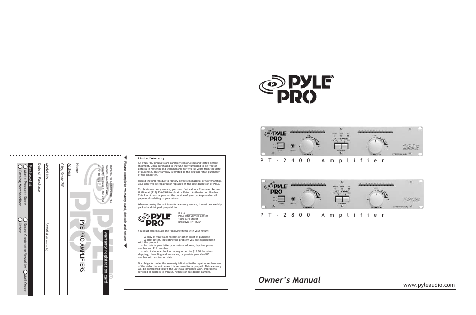 PYLE Audio PT-2400 User Manual | 4 pages