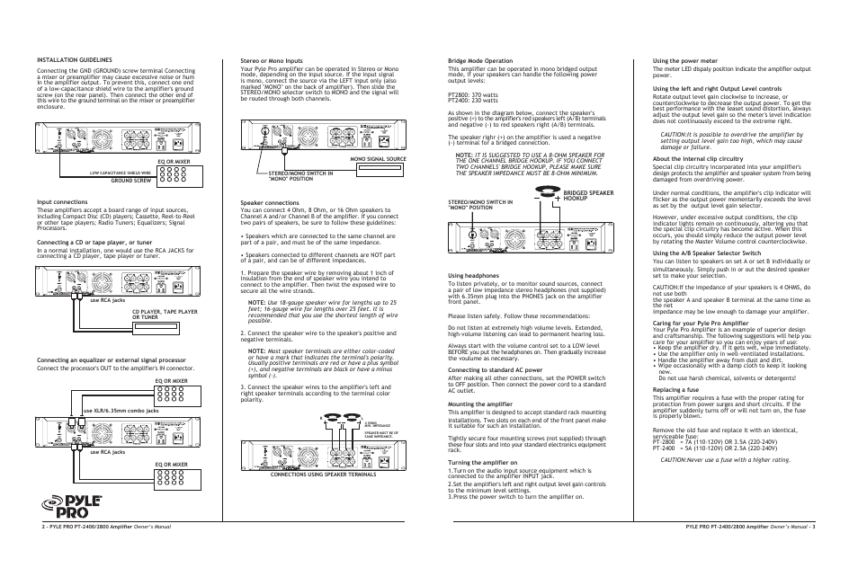 PYLE Audio PT-2400 User Manual | Page 3 / 4