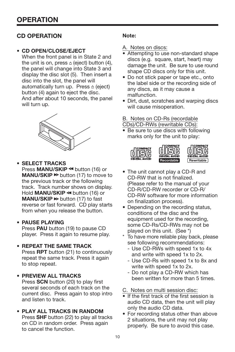 Operation | PYLE Audio PLCD69 User Manual | Page 10 / 16