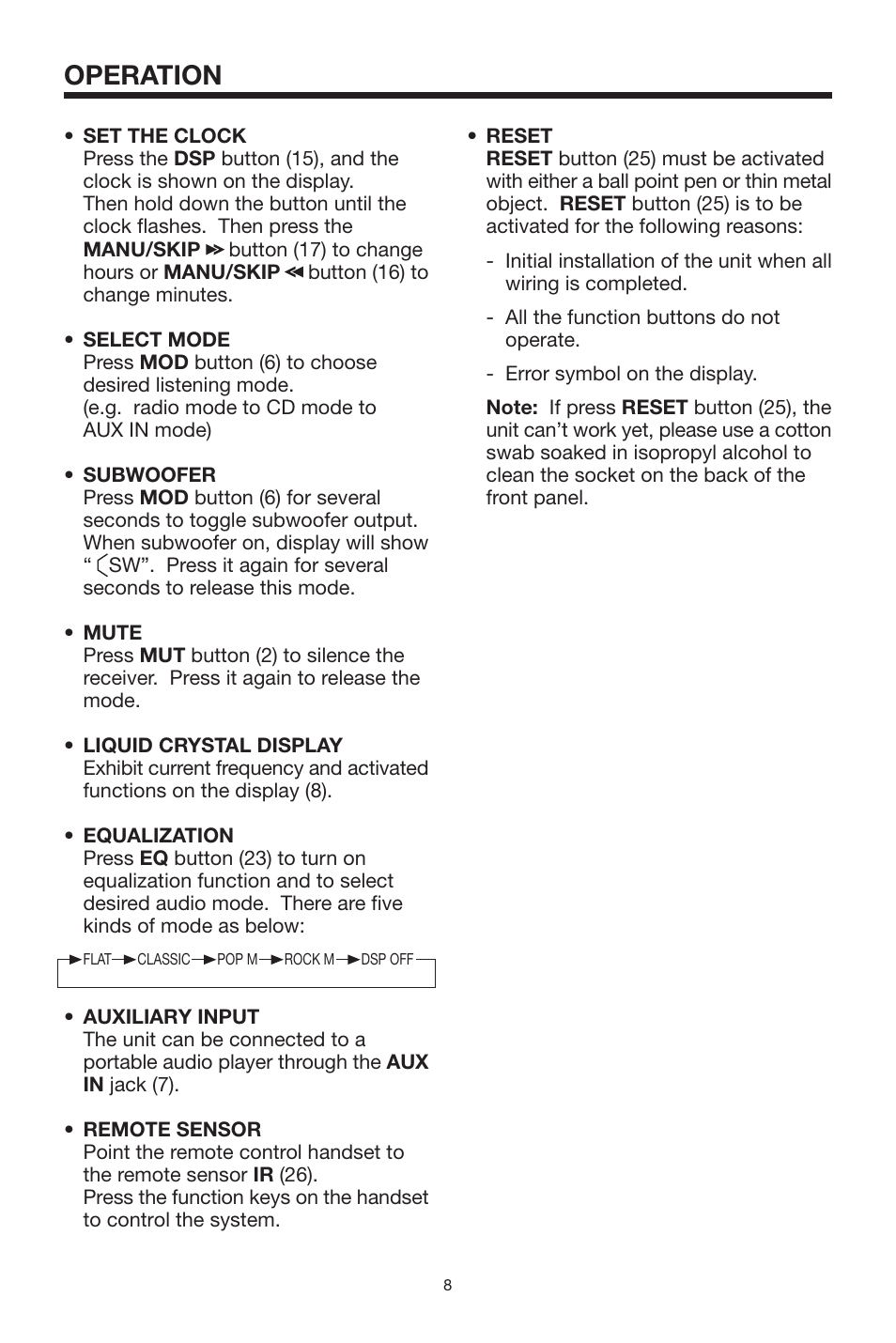 Operation | PYLE Audio PLCD69 User Manual | Page 8 / 16