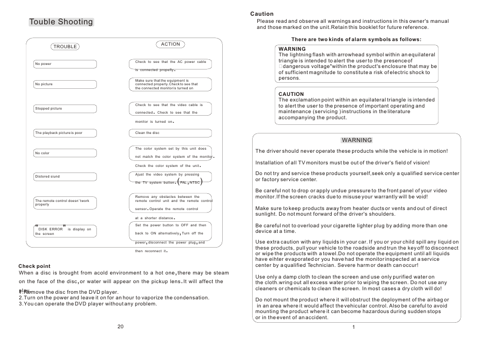 Т³гж 3, Touble shooting | PYLE Audio PLRD143F User Manual | Page 3 / 12