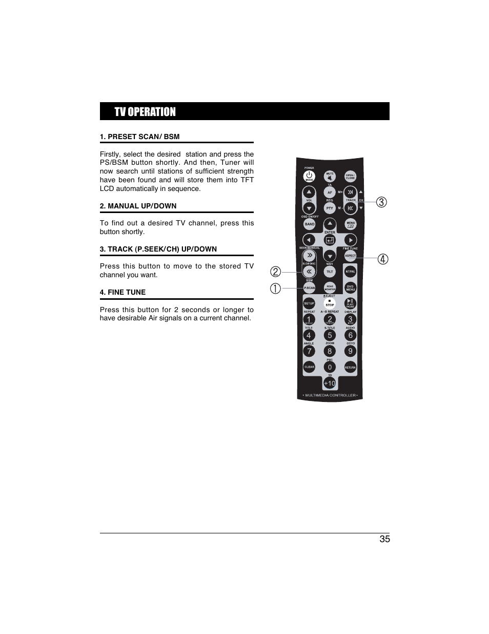 Tv operation | PYLE Audio PLTVD7IN User Manual | Page 37 / 41