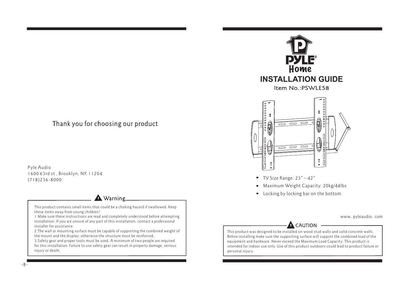 PYLE Audio PSWLE58 User Manual | 4 pages