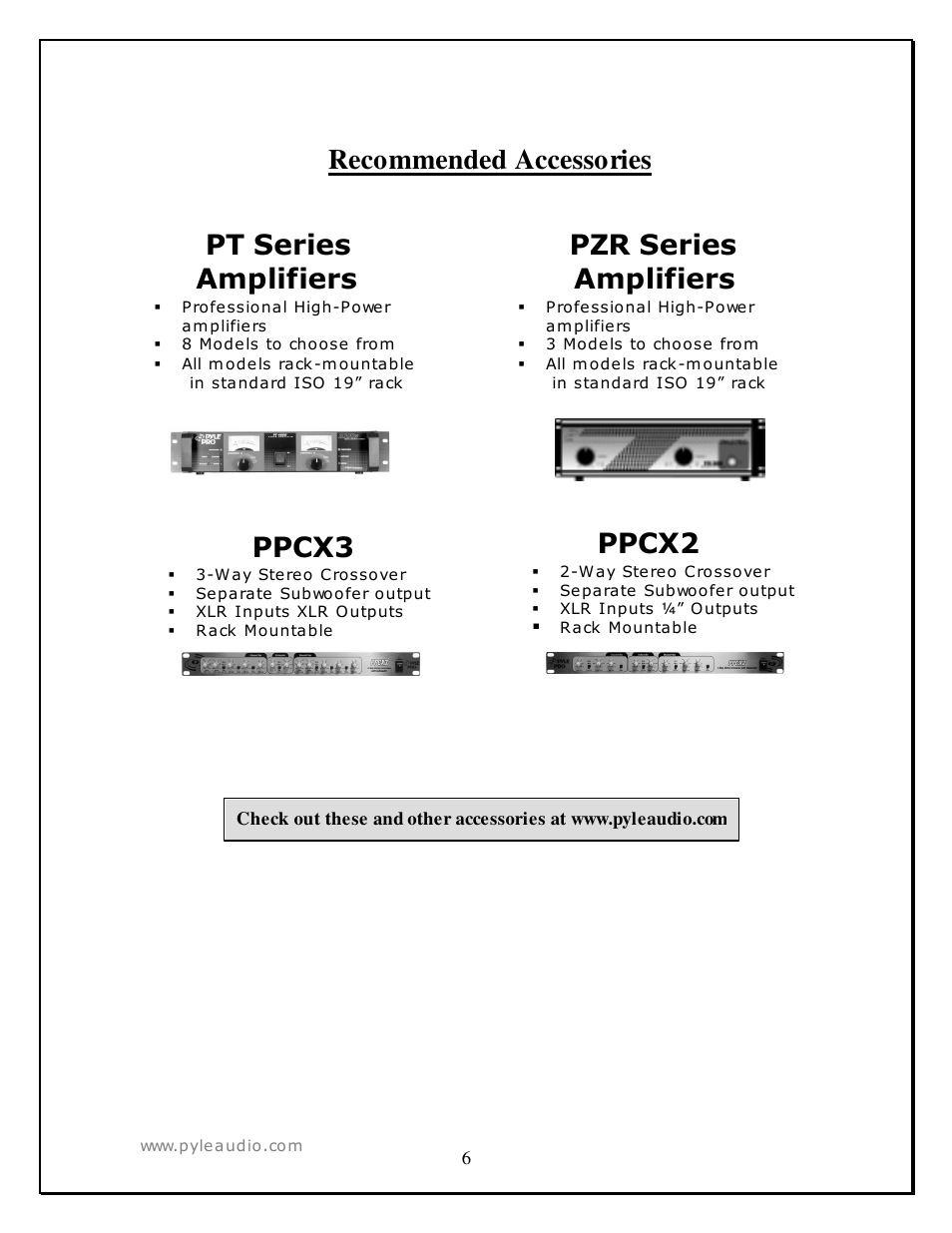 Recommended accessories | PYLE Audio PAHT4 User Manual | Page 6 / 6