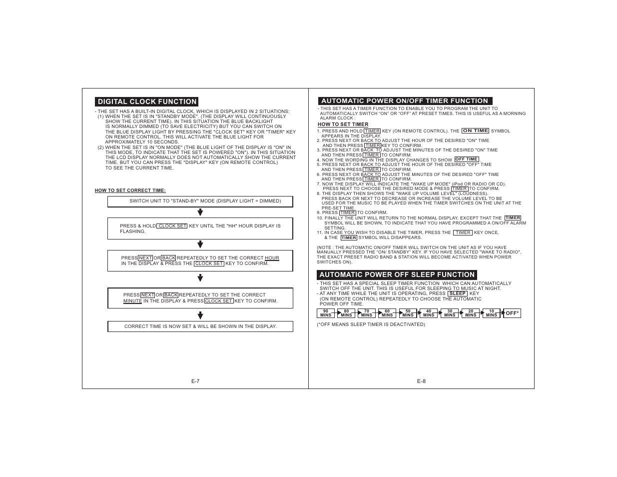 Digital clock function, Automatic power off sleep function | PYLE Audio PICD65I User Manual | Page 4 / 9