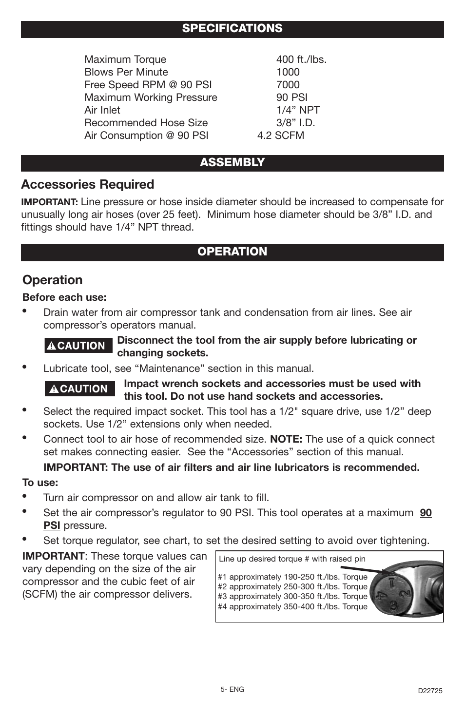 Operation, Accessories required, Assembly specifications operation | PYLE Audio PT501 User Manual | Page 5 / 8