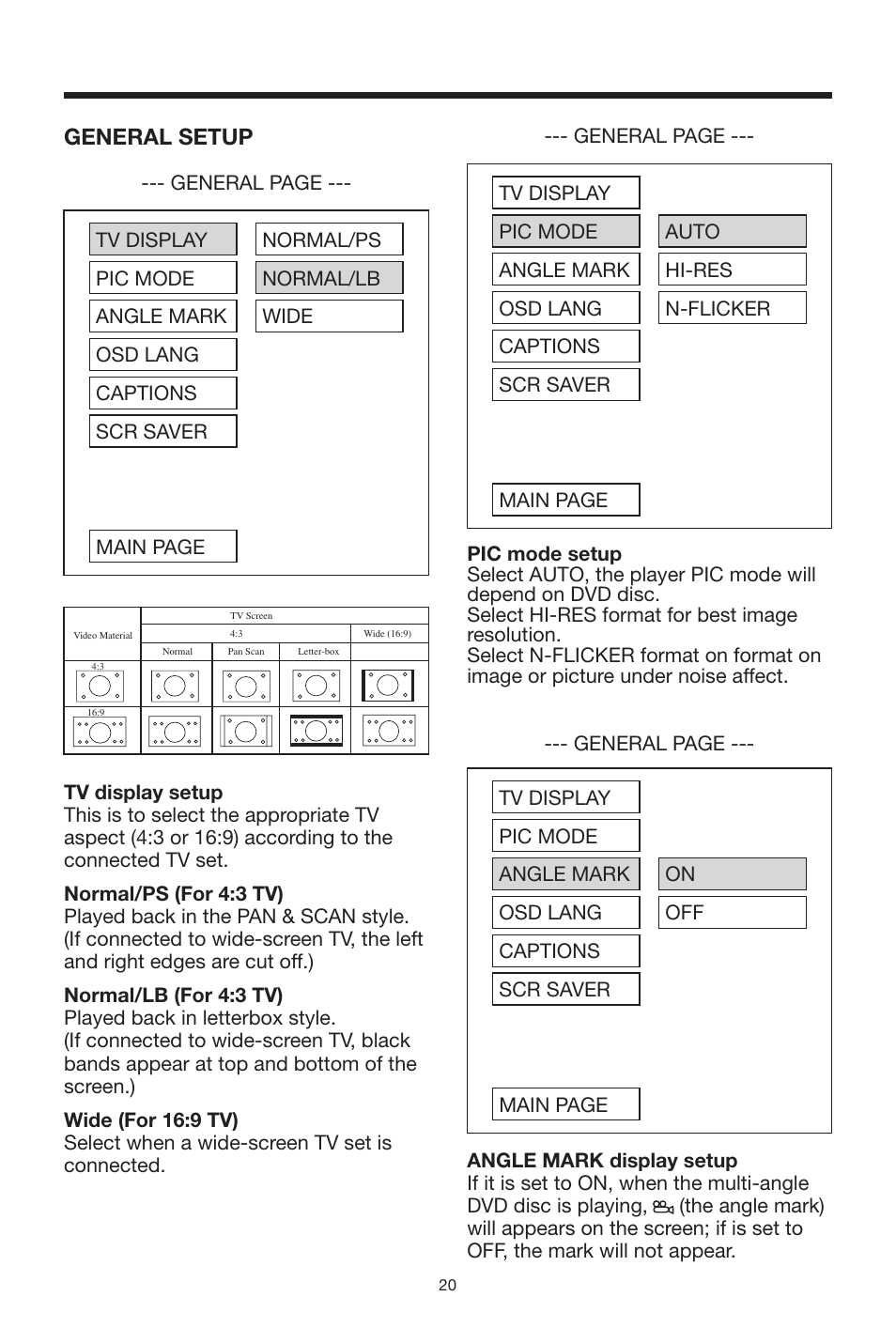 General setup | PYLE Audio PLDVD140 User Manual | Page 20 / 28