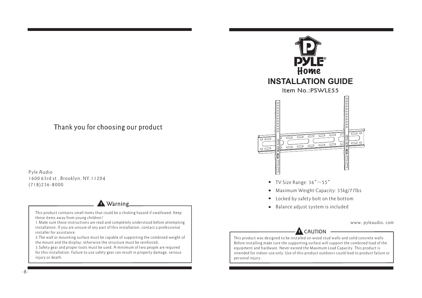 PYLE Audio PSWLE55 User Manual | 4 pages